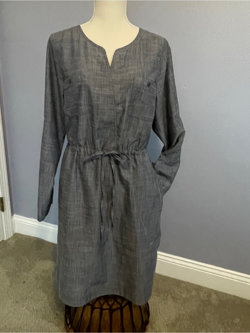 ExOfficio Sol Cool Chambray Travel Dress Women's 16/18 XL